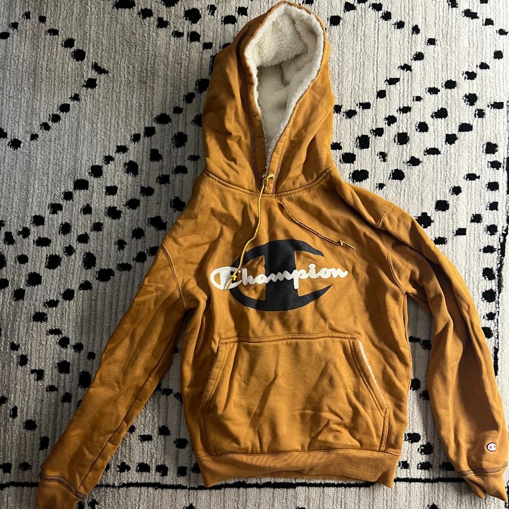 Champion X Timberland Hoodie Wheat Color Sherpa Lining Like New Size Small